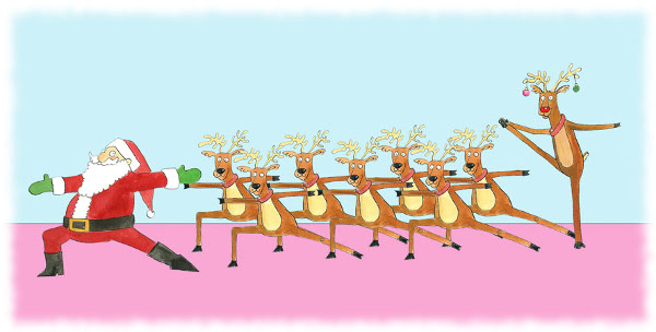 Santa and Reindeer Yoga Blank Meme Template