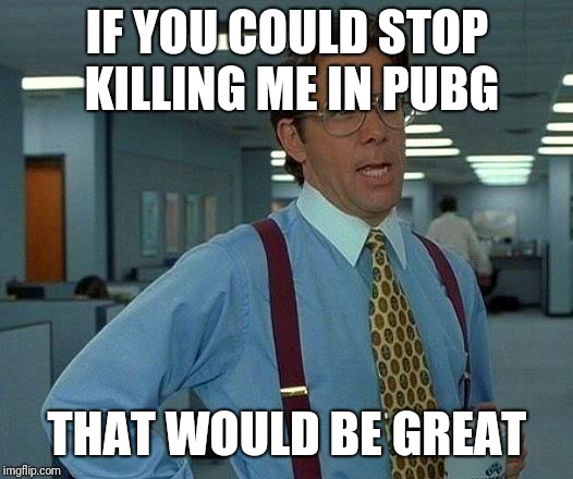 That Would Be Great | IF YOU COULD STOP KILLING ME IN PUBG; THAT WOULD BE GREAT | image tagged in memes,that would be great | made w/ Imgflip meme maker