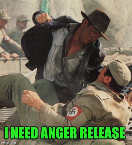 Indiana Jones Punching Nazis | I NEED ANGER RELEASE | image tagged in indiana jones punching nazis | made w/ Imgflip meme maker