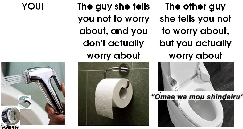 Some cutting-edge boi | image tagged in toilet humor,asian,you vs the guy she tells you not to worry about | made w/ Imgflip meme maker