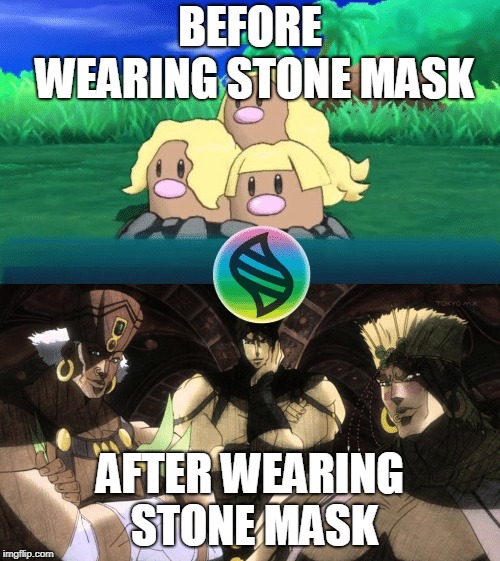 BEFORE WEARING STONE MASK; AFTER WEARING STONE MASK | made w/ Imgflip meme maker