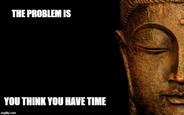 Buddha - Quotes | THE PROBLEM IS; YOU THINK YOU HAVE TIME | image tagged in buddha - quotes | made w/ Imgflip meme maker