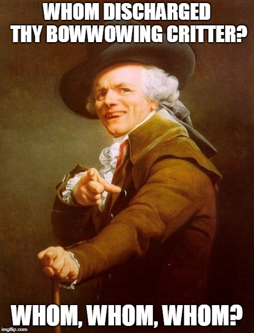 Who Let The Dogs Out? | WHOM DISCHARGED THY BOWWOWING CRITTER? WHOM, WHOM, WHOM? | image tagged in memes,joseph ducreux,funny,music,dogs,2000s | made w/ Imgflip meme maker
