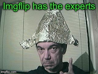 tin foil hat | Imgflip has the experts | image tagged in tin foil hat | made w/ Imgflip meme maker
