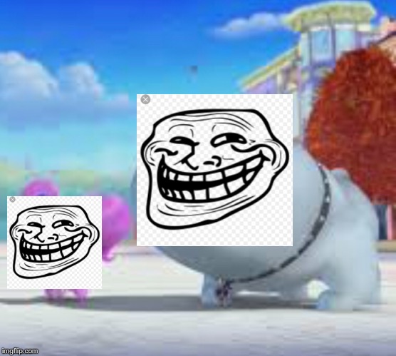 Trollcake and Trollfus | image tagged in puppy dog pals,troll face | made w/ Imgflip meme maker