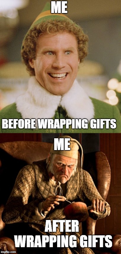 Image result for christmas gift wrapping meme