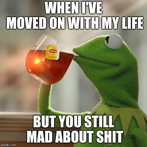 But That's None Of My Business Meme | WHEN I'VE MOVED ON WITH MY LIFE; BUT YOU STILL MAD ABOUT SHIT | image tagged in memes,but thats none of my business,kermit the frog | made w/ Imgflip meme maker