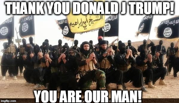 Loser lost to ISIS | THANK YOU DONALD J TRUMP! YOU ARE OUR MAN! | image tagged in memes,politics,maga,trump,impeach trump | made w/ Imgflip meme maker