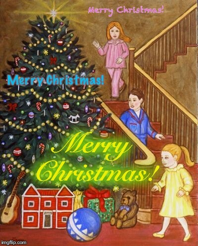  Excited children on Christmas morning!  | . | image tagged in merry christmas,children,christmas morning,christmas tree,christmas presents | made w/ Imgflip meme maker