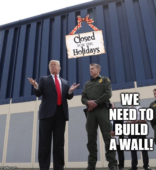 We Need To Build A Wall | WE NEED TO BUILD A WALL! | image tagged in shutdown,wall,trump | made w/ Imgflip meme maker