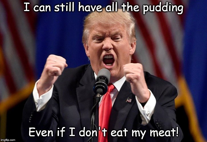 I can still have all the pudding; Even if I don't eat my meat! | image tagged in liberal,trump,pink floyd | made w/ Imgflip meme maker