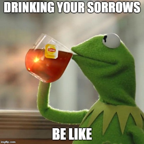 But That's None Of My Business | DRINKING YOUR SORROWS; BE LIKE | image tagged in memes,but thats none of my business,kermit the frog | made w/ Imgflip meme maker