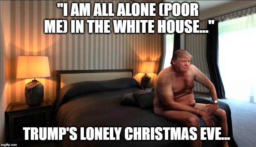 fatter trump | "I AM ALL ALONE (POOR ME) IN THE WHITE HOUSE..."; TRUMP'S LONELY CHRISTMAS EVE… | image tagged in donald trump,home alone | made w/ Imgflip meme maker