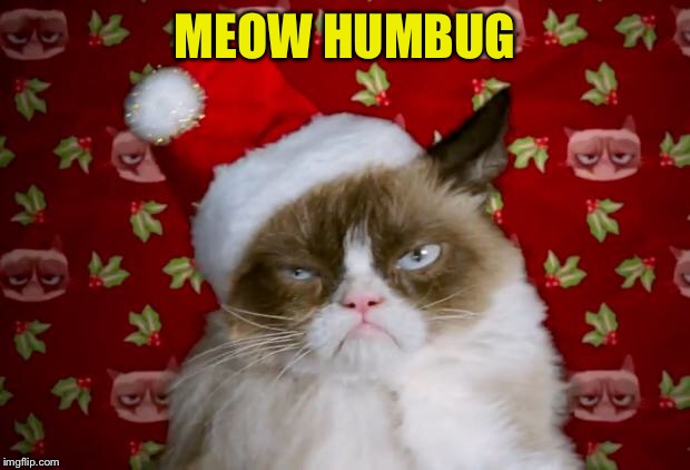Grumpy Santa Cat | MEOW HUMBUG | image tagged in grumpy santa cat | made w/ Imgflip meme maker