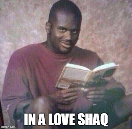 Shaq reading meme | IN A LOVE SHAQ | image tagged in shaq reading meme | made w/ Imgflip meme maker