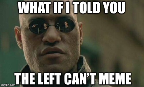 Truth | WHAT IF I TOLD YOU; THE LEFT CAN’T MEME | image tagged in memes,matrix morpheus | made w/ Imgflip meme maker