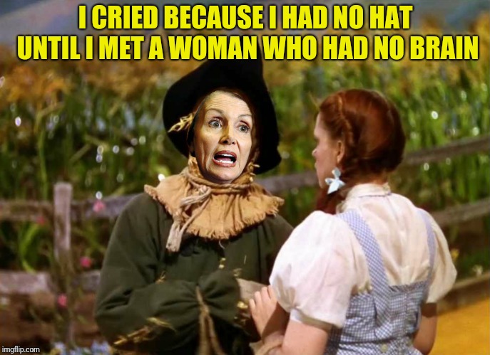 I CRIED BECAUSE I HAD NO HAT UNTIL I MET A WOMAN WHO HAD NO BRAIN | made w/ Imgflip meme maker