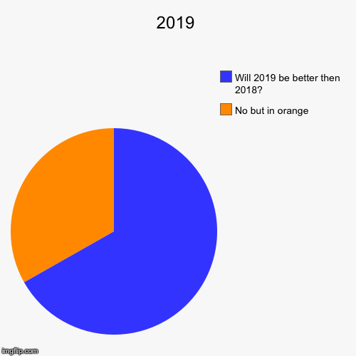 2019 | No but in orange, Will 2019 be better then 2018? | image tagged in funny,pie charts | made w/ Imgflip chart maker