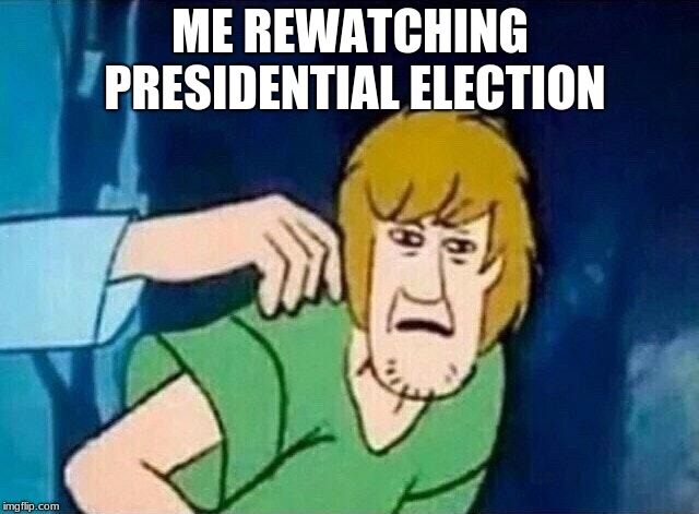 Scooby Doo Shaggy  | ME REWATCHING PRESIDENTIAL ELECTION | image tagged in scooby doo shaggy | made w/ Imgflip meme maker