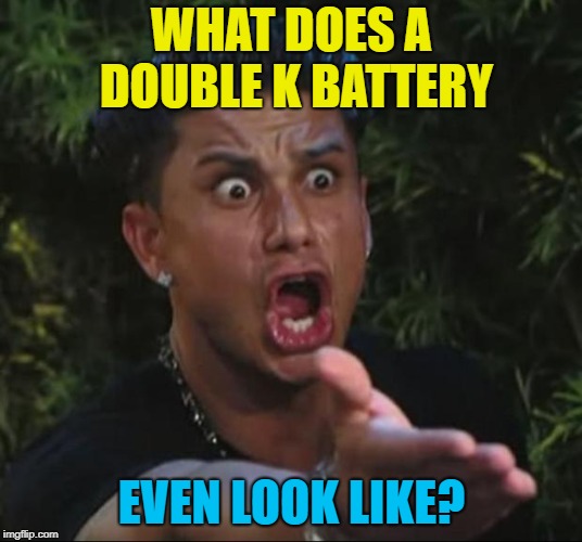 DJ Pauly D Meme | WHAT DOES A DOUBLE K BATTERY EVEN LOOK LIKE? | image tagged in memes,dj pauly d | made w/ Imgflip meme maker