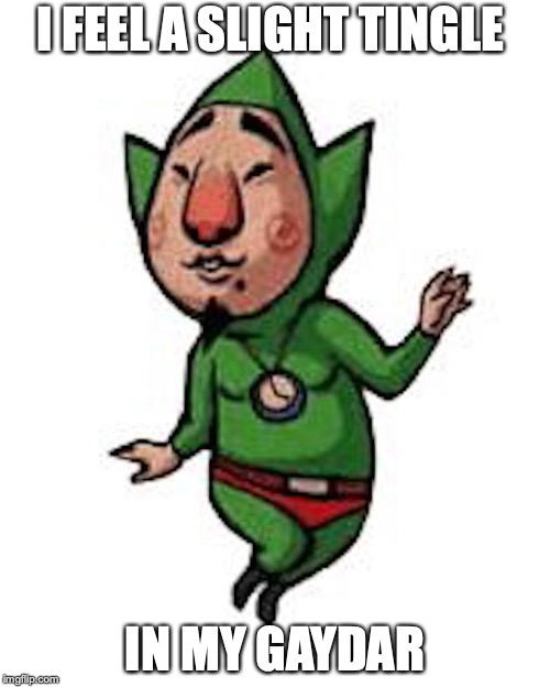 Tingle | I FEEL A SLIGHT TINGLE; IN MY GAYDAR | image tagged in tingle,the legend of zelda,memes | made w/ Imgflip meme maker