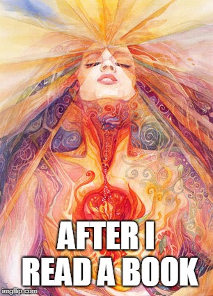after i read a book | AFTER I READ A BOOK | image tagged in goddess fire | made w/ Imgflip meme maker