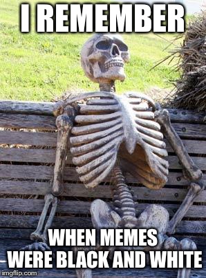 Waiting Skeleton Meme | I REMEMBER; WHEN MEMES WERE BLACK AND WHITE | image tagged in memes,waiting skeleton | made w/ Imgflip meme maker
