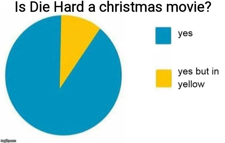 pie chart yes but in yellow | Is Die Hard a christmas movie? | image tagged in pie chart yes but in yellow | made w/ Imgflip meme maker