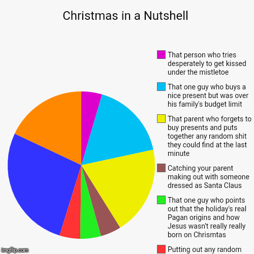 Christmas in a Nutshell | Kids who are too excited to go to sleep on Christmas Eve Night, Kids who suffered all year trying to stay on the N | image tagged in funny,pie charts,christmas | made w/ Imgflip chart maker