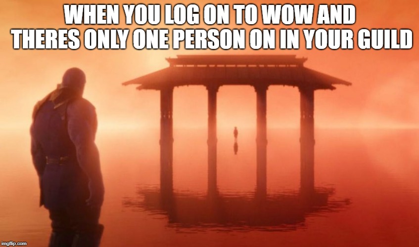 WHEN YOU LOG ON TO WOW AND THERES ONLY ONE PERSON ON IN YOUR GUILD | image tagged in world of warcraft | made w/ Imgflip meme maker