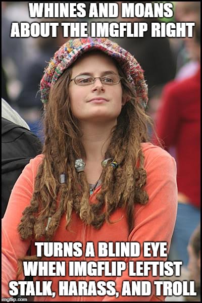 Don't Deny It | WHINES AND MOANS ABOUT THE IMGFLIP RIGHT; TURNS A BLIND EYE WHEN IMGFLIP LEFTIST STALK, HARASS, AND TROLL | image tagged in memes,college liberal,politics,political meme,liberals,liberal hypocrisy | made w/ Imgflip meme maker