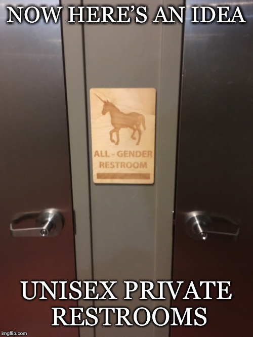 This Was The Answer To That Debate Awhile Back | NOW HERE’S AN IDEA; UNISEX PRIVATE  RESTROOMS | image tagged in restrooms,public,womens,unisex,transgender,restroom | made w/ Imgflip meme maker
