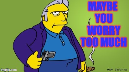 FAT TONY | MAYBE YOU WORRY TOO MUCH | image tagged in fat tony | made w/ Imgflip meme maker