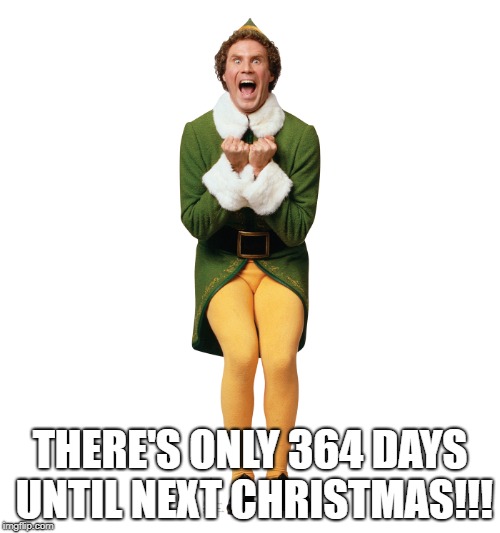 Christmas Elf | THERE'S ONLY 364 DAYS UNTIL NEXT CHRISTMAS!!! | image tagged in christmas elf | made w/ Imgflip meme maker