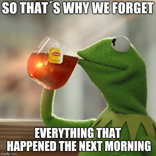 But That's None Of My Business Meme | SO THAT´S WHY WE FORGET EVERYTHING THAT HAPPENED THE NEXT MORNING | image tagged in memes,but thats none of my business,kermit the frog | made w/ Imgflip meme maker