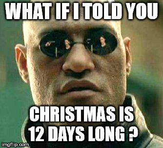 What if i told you | WHAT IF I TOLD YOU; CHRISTMAS IS 12 DAYS LONG ? | image tagged in what if i told you | made w/ Imgflip meme maker