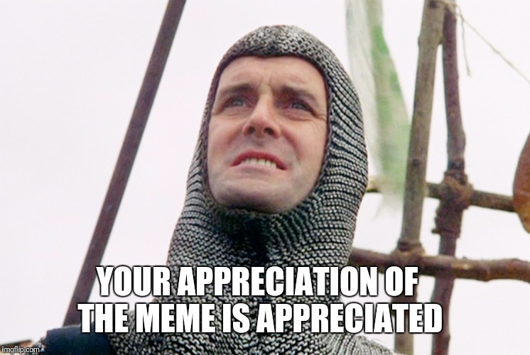 YOUR APPRECIATION OF THE MEME IS APPRECIATED | image tagged in john cleese | made w/ Imgflip meme maker