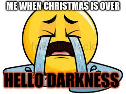ME WHEN CHRISTMAS IS OVER; HELLO DARKNESS | image tagged in hello darkness | made w/ Imgflip meme maker