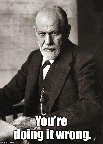 Freud | You’re doing it wrong. | image tagged in freud | made w/ Imgflip meme maker