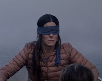 Bird box blindfolded Blank Meme Template