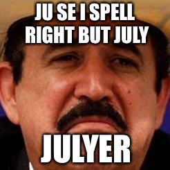 July Julyer |  JU SE I SPELL RIGHT BUT JULY; JULYER | image tagged in july julyer | made w/ Imgflip meme maker
