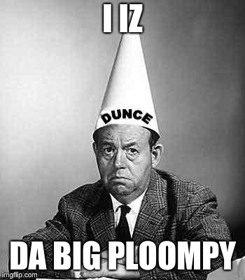 Dunce | I IZ DA BIG PLOOMPY | image tagged in dunce | made w/ Imgflip meme maker