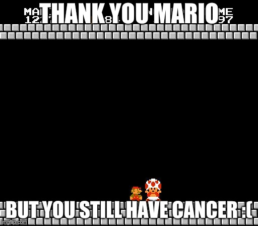 Thank You Mario | THANK YOU MARIO; BUT YOU STILL HAVE CANCER :( | image tagged in thank you mario | made w/ Imgflip meme maker