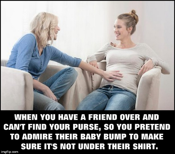image tagged in pregnant,thief,pregnant woman,friends,stealing,pregnant stomach | made w/ Imgflip meme maker