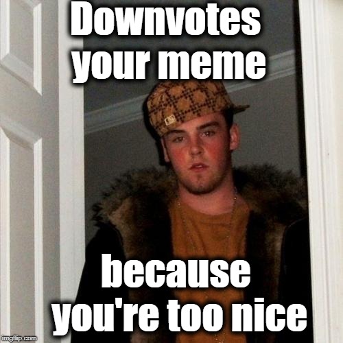 Scumbag Steve Meme | Downvotes your meme because you're too nice | image tagged in memes,scumbag steve | made w/ Imgflip meme maker