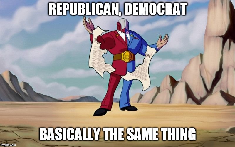 Heads they win, tails you lose. | REPUBLICAN, DEMOCRAT; BASICALLY THE SAME THING | image tagged in big g | made w/ Imgflip meme maker