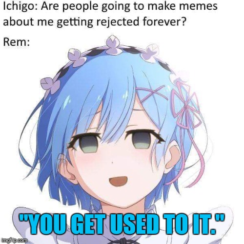 "YOU GET USED TO IT." | image tagged in rezero rem | made w/ Imgflip meme maker
