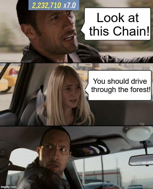 The Rock Driving | Look at this Chain! You should drive through the forest! | image tagged in memes,the rock driving | made w/ Imgflip meme maker