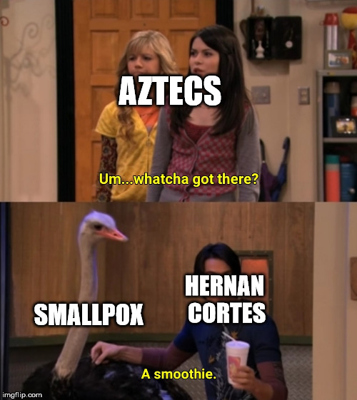 Whatcha Got There? | AZTECS; SMALLPOX; HERNAN CORTES | image tagged in whatcha got there | made w/ Imgflip meme maker