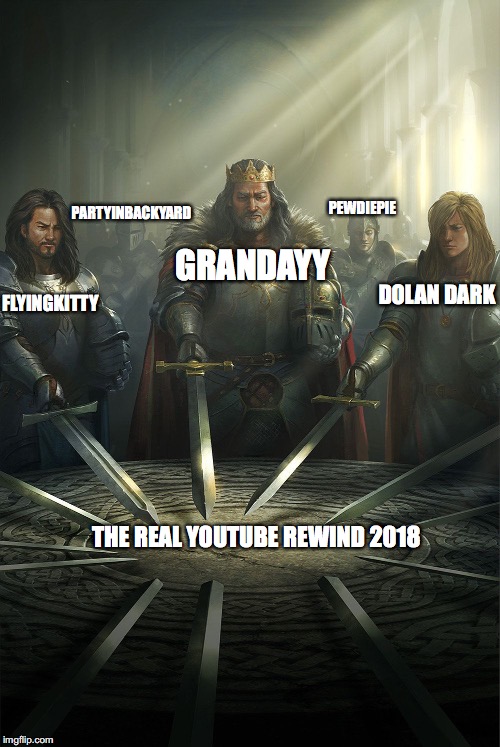 PARTYINBACKYARD; PEWDIEPIE; GRANDAYY; DOLAN DARK; FLYINGKITTY; THE REAL YOUTUBE REWIND 2018 | made w/ Imgflip meme maker